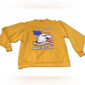 EUC Jerzees yellow pullover sweater Sz. M “We Stand As‎ One” - #500